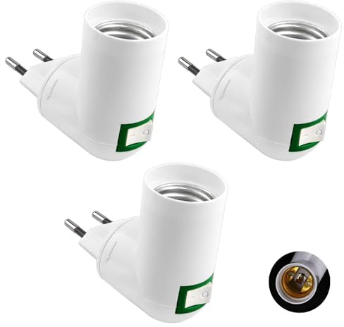 3 st Lamphållare E27 med strömbrytare utan kabel för LED, liten kök 230V, spotlight, E27-lä, kort lamphållare för garagelampa/vägglampa
