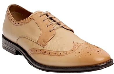Scarpe Stringate da Uomo in Vera Pelle Modello Brogue Wingtip, Scarpe da Derby, Scarpe da Cerimonia Taglia 42