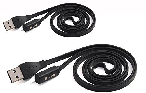 Pebble Time Round Charger (2PCS), Kissmart Charging Cable Cord Replacement Charger for Pebble Time Round Smart Watch (Black - 2pcs)