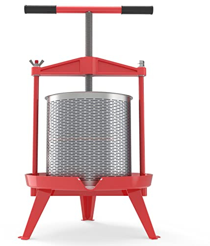 EJWOX Fruit Wine Press 3.69 Gal - Heavy-duty T-Handle & Cross-beam, Stainless Steel Juice Maker for Apple, Grape, Home Brewing