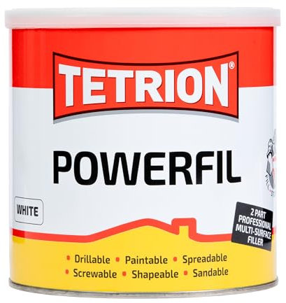 Tetrion White PowerFil 2kg - Heavy-Duty Multi-Purpose Filler for Fast Setting Repairs on Wood Stone Metal