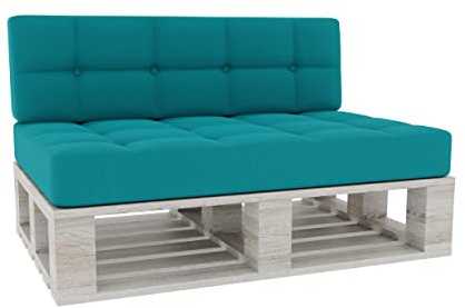 Gutekissen® Pallkudde Kviltade Kuddar med Knappar PFG (Set (Sittdyna 120x80 +Ryggstöd 120x40), Azurblå)