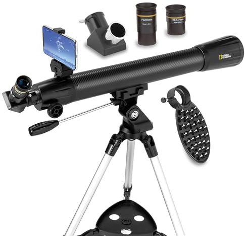 National Geographic - Telescopio refractor astronómico de 70 mm con óptica totalmente revestida, trípode ajustable y aplicación de astronomía para astrónomos jóvenes y observadores del cielo adultos