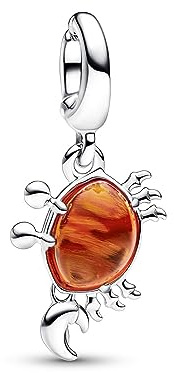 PANDORA Disney Arielle die Meerjungfrau Sebastian Charm-Anhänger aus Sterling Silber mit Murano-Glas x Disney Collection, Kompatibel Moments Armbändern, 792694C01
