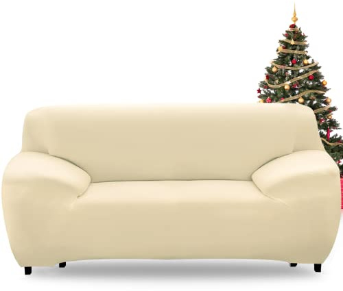 FIGOOO Sofabezug 3 Sitzer Stretch Sofabezüge mit Armlehnen Spandex Couchbezug Modern Anti-Rutsch Waschbar Sofa Protection Cover Schonbezug Couch(3-Sitzer,Beige)