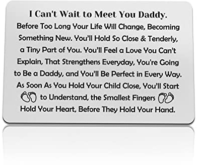 Daddy to Be Gifts Metal Wallet Card New Daddy Wallet Insert Card Fathers Day Jewelry New Expecting Dad First Time Dad Soon to be Father Gifts from Wife Pregnancy Announcement Present for Husband