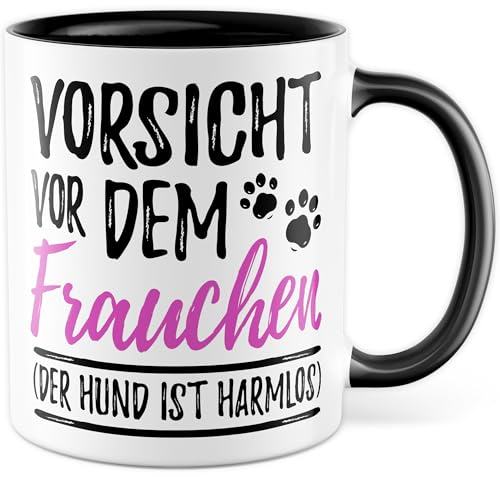 Pagma Druck Kaffeetasse Hunde Dackel Hundemama Geschenkidee Hundepapa Herrchen Geschenke für Frauen Welpe Kaffee-Becher (Weiß/Schwarz, 330 ml)