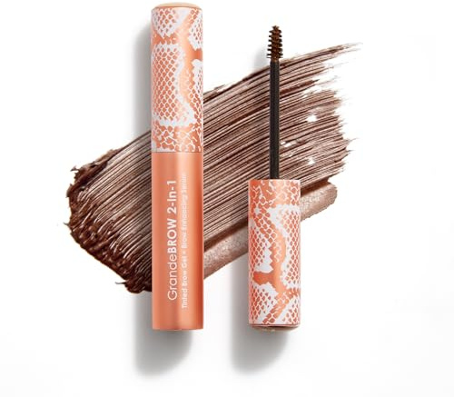 Grande Cosmetics GrandeBROW 2-in-1 Tinted Brow Gel + Brow Enhancing Serum for Thicker & Darker-Looking Eyebrows, Shape & Fill Brows, with Castor Oil & Mini Fibers - Auburn, Travel Size (0.07 fl oz)