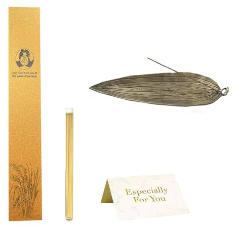 LSBDJDL Leaf Incense Burner Incense Stick Holder Cigarette ash Trap Incense Burner Faith Gift Box for Meditation Yoga (with Snail Incense Lighter) (B)