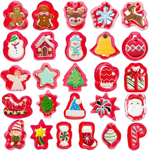 Mini Weihnachten Ausstechformen Set 26 Stück Mini Weihnachten Ausstechformen Kunststoff Lebkuchenmann Baum Schneemann Rentier Weihnachtsmann Schneeflocke Zuckerstange und mehr