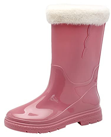 Bottes en caoutchouc doublées pour femme - Bottes mi-hautes en caoutchouc antidérapantes - Chaussures de pluie imperméables - Bottes de pluie - Bottes de travail - Bottes de pluie - Bottes de jardin,