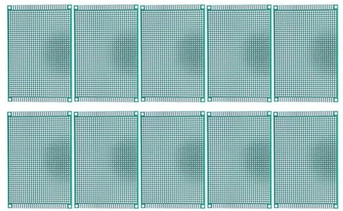Yosoo Health Gear dubbelsidig prototypkretskort, tennat, 8 x 12 cm, 10 stycken, gör-det-själv universal protoboard PCB-kit, elektronisk