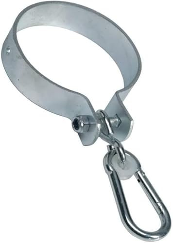 h2i Schaukelhaken | Stahl verzinkt | Ø 81 mm | 1 Stück | stabile korrosionsbeständige Sicherheits-Schaukelschelle mit Karabinerhaken | Manschettenhaken für Seile Schaukel Strickleiter Hängematten