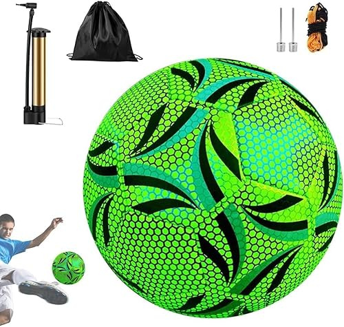 KQWVZ Ljus fotboll, glöd i mörkret fotboll storlek 5, reflekterande fotboll med pump, ljusa fotbollar för fotbollsträning, nattspel