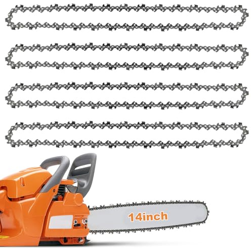 SREBIWO 4 Stück Sägeketten 35cm (14) 3/8LP 1,1 mm 52 TG, Ersatzkette
