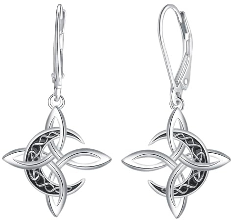 Nudo de Bruja Pendientes Plata de ley 925 Pendientes Colgante com 3A Circonia Cúbica,Original Cumpleaños Regalos para Mujeres Amigo Hermanas