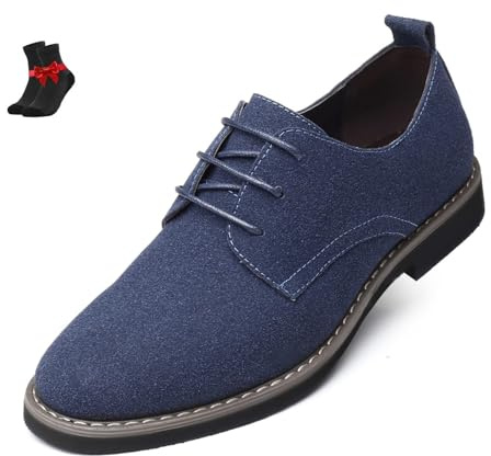 Zapatos de vestir de ante for hombre, informales, con cordones, punta redonda, Oxfords, parte superior baja, antideslizantes, zapatos for caminar for oficina de negocios(Blue,45 EU)