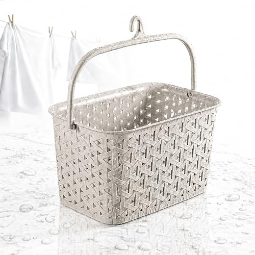 Kerafactum Contenitore per Mollette da Bucato per Appendere, Cestino per Mollette da Bucato con Gancio per Asciugabiancheria o Stenditoio, Aperto, Privo di BPA, Colore Sahara