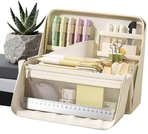 Trousse Papeterie Grande Capacité Debout Multi Compartiments – Pochette Stylos Crayons Oxford Étanche | Rangement École Bureau Maison Voyage Accessoires Scolaires
