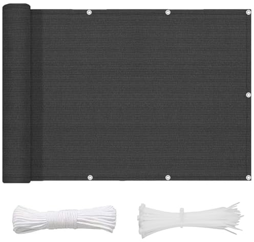 Smalt balkongstaket nät – 60/70/80 cm höjd anti-pepping väggskydd, svart 70 x 550 cm, skyddande för gård och trädgård, idealisk uteplats avskärmning solut