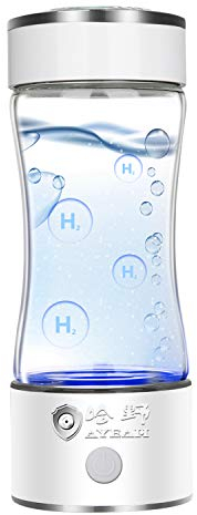 Hydrogen Water Bottle Portable Hydrogen Water Maker SPE PEM Technology Rechargeable Ionized Water Generator Anti Aging Antioxidant Glass Bottle 350ml (White)