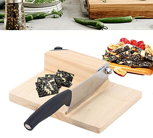 Brödskärare, hyvel guillotine brödskärare rostfritt stål trä guillotine skärare köksskärare 158 mm för hushåll
