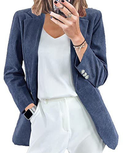 Herbst Und Winter Damen Neue Cord-Cardigan Temperament Slim Solid Colour Casual Anzug Kragen Professional Small Anzug Jacke