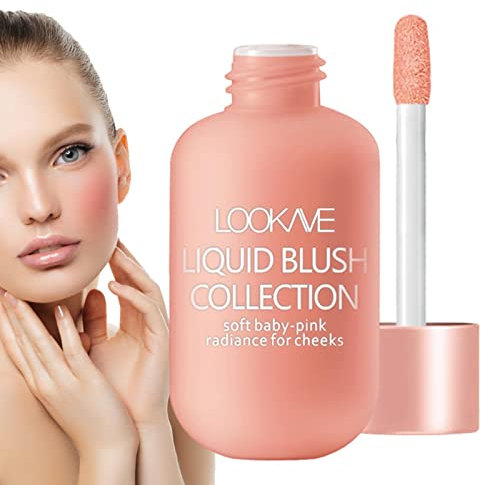 Colorete líquido, Clearful Rubor Líquido, Colorete en Gel Rosa Suave Colorete en Crema, Colorete de mejillas hidratante, Ligero y de Larga duración, sensación Transpirable, Aspecto Natural