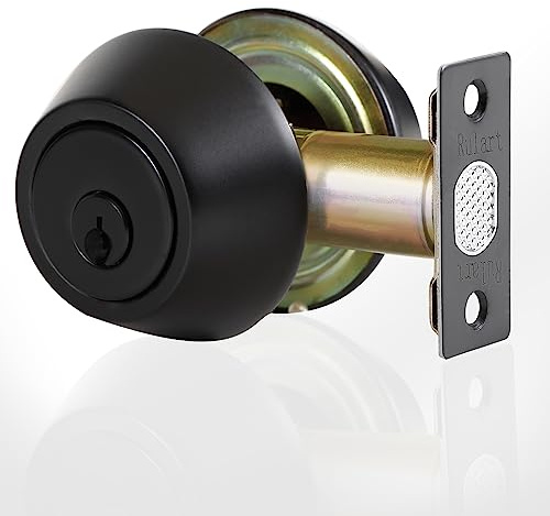 Double keyed Deadbolt Lock - Keyed on Both Sides, 2-Way Adjustable Cylinder Deadbolt (Privacy/Passage), Satin Stainless Steel(Black, Double Side)
