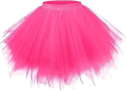Fashionabel tyllkjol för kvinnor i rosa och svart tyllkjol dam tutu tyllkjol rosa, rosa kjol rosa tyllkjol dam rosa tyllkjol dam (djuröd, en storlek), ROSA, one size