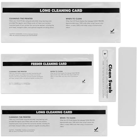 105999-704 12-Pack Printer & Laminator Cleaning Card 5 Piece Set for Zebra ZXP Series 7 ZXP7 ID Card Printer