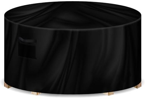Gracious Gardens Round Garden Furniture Covers Waterproof 230x100cm, Oxford Fabric Outdoor Table, Patio & Rattan Garden Furniture Covers, PVC Lined, Air Vents and UV Safe