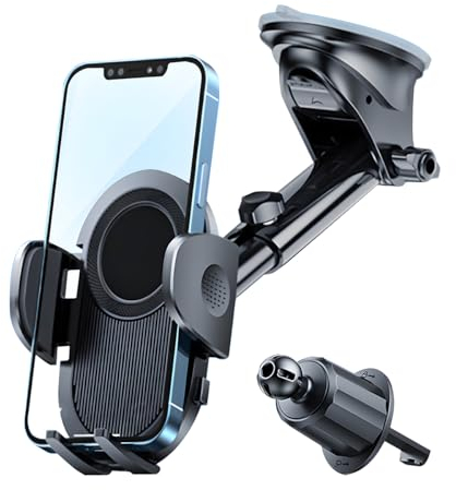 JNNJ Soporte Móvil Coche Universal, Rotación 360 con Ventosa Fuerte para Salpicadero y Parabrisas, Compatible con Teléfonos Inteligentes