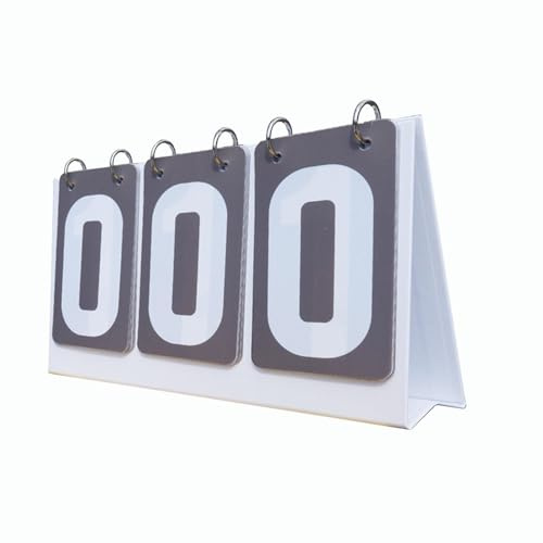 harayaa Scoreboard Flipper Flip Number Score Board Multipurpose 3 digits Table Score Flipper Score Counter for Football Volleyball, grey