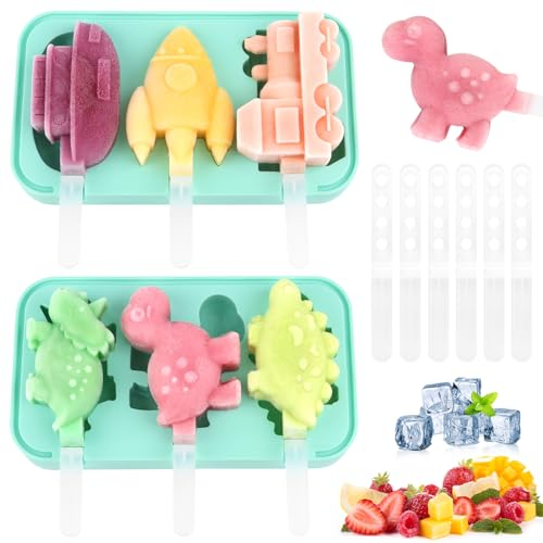 Stampi per Ghiaccioli, 2 Pezzi Stampi per Gelato in Silicone,Stampi per Gelato Bambini, Formine Ghiaccioli Riutilizzabili,DIY Mini Stampo Ghiaccioli con 12 Bastoncino e Coperchi