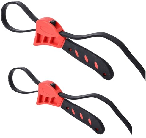 Mythosurge Strap Wrench Set, 2pcs 550mm and 600 mm Strap Pipe Wrench Adjustable, Length Reinforced Heavy Duty Rubber Belt for Pipe Plumbers, Oil Filter, Jar Opener for Weak Hands Red Black
