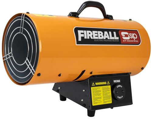 SIP FIREBALL DV85 Propane Gas Space Heater, Electric 230V / 110V Dual Voltage, 24.9kW / 85,500 BTU/hr, 20,300ft³ Heating Area