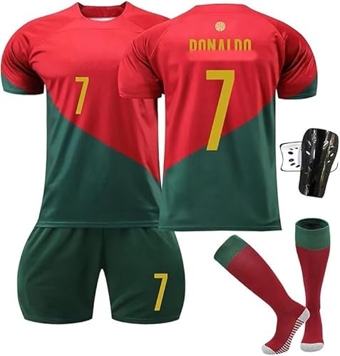 FTRGHNY Maglia Calcio Bambino Uomo 2025, Maglietta da calcio,Rosso Maglia, Set di Maglie da Calcio,Abbigliamento da Allenamento per il Calcio Camicia, Pantaloncini Calzini e Ginocchiera