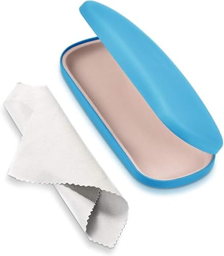 AkoaDa Custodia per occhiali, universale, neutro, adatta per lenti piccole e medie (Azzurro, Taglia unica)