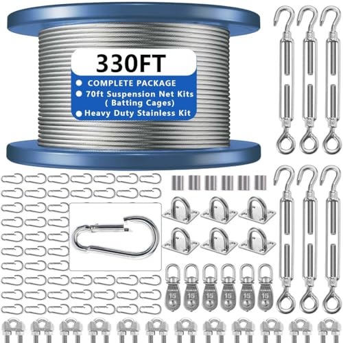 Kit di tensione per gabbia di battuta resistente da 2,8 m, kit per appendere la rete, kit gonfiabile per gabbie di battuta, kit per gabbia di battuta per casa, cortile, softball e baseball all'aperto