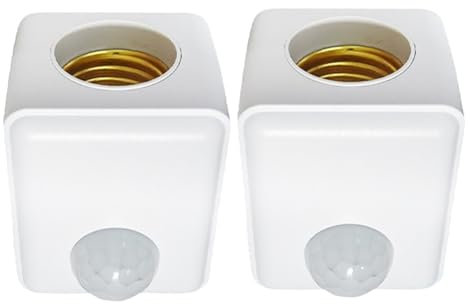Steowsey 2pcs Motion Sensor Light Socket E27 Motion Detector Lamp Holder Socket Automatic Human Infrared Sensor Lamp Holder UK Plug