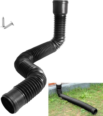 Canalones de desagüe para canalones, alargadores de canalones, canalones de lluvia, juego de extensión, para la mayoría de tubos de bajada (negro)