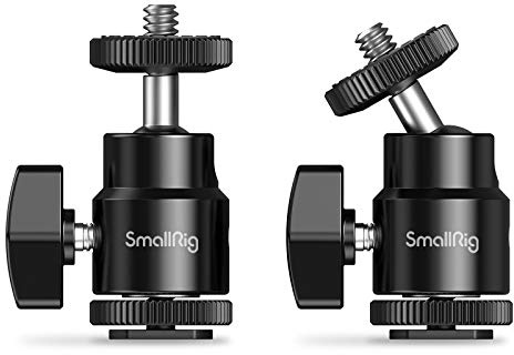 SmallRig 1/4 Camera Hot Shoe Mount, Ballhead Tripod with Additional 1/4 Screw, 2pcs Pack - 2059