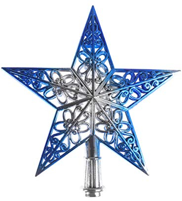 OULII Weihnachtsbaumspitze Stern Baumschmuck Glitzernde (Silbrig Blau)