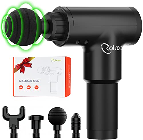 Pistola Massaggio Elettrico, Massaggiatore Profondo Ricaricabile Massaggiante con 4 Testine Massaggianti per Sollievo dal Dolore Corporeo e Massaggi Corpo Sport