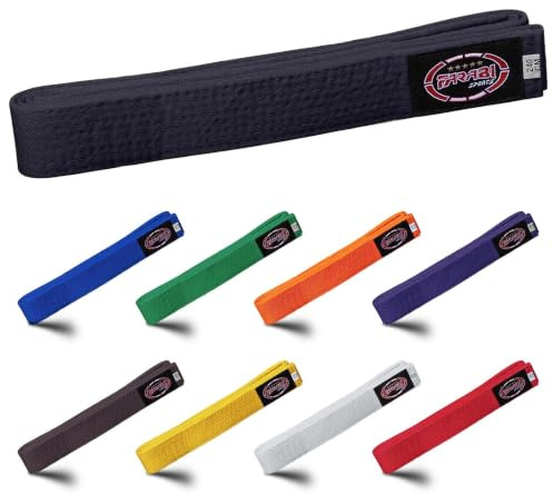 Farabi Sports Cinturón de Karate Múltiples Colores Cinturones de Karate Judo Karate BJJ Artes Marciales Cinturones de Taekwondo (260-cm, Black)