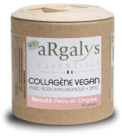 PRÉ-COLLAGÈNE + Acide Hyaluronique 100% Végétal | Vitamine C Naturelle & Extraits de Plantes | Beauté de la Peau & Fonction Articulaire | 60 Gélules | Fabriqué en France – Argalys