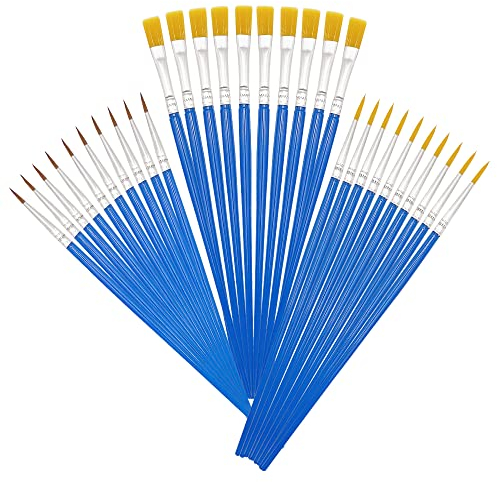 CLVPAI Nylon-Pinsel-Set: Runde und Flache Pinsel - Künstlerpinsel für Details und Kunstmalerei (3 Arten von Bürstenköpfen)