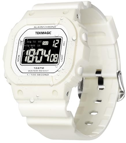 TEKMAGIC Sports Wrist Watch 100 Meters Waterproof for Swimming and Diving with Alarm Clock, Stopwatch, Timer, Dual Time Zone, Calendar, Backlight, 12 or 24 Hour Format
