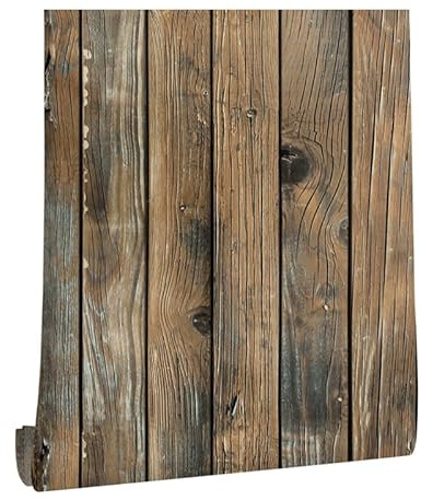 myforHD Självhäftande tapet trälook väggpapper trä självhäftande väggklistermärke vintage trätapet dekorativa klistermärken för möbler vägg dörr vattentät